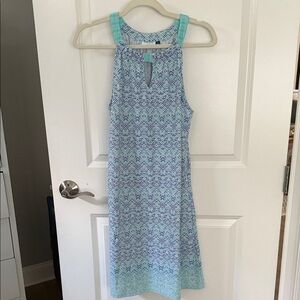 Sleeveless Patterned Blue Dress